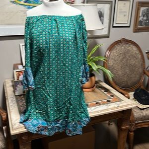 Umgee turquoise mixed print dress in an x-large.